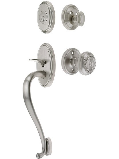 Georgetown Entry Handle Set in Satin Nickel Finish with Parthenon Knob and